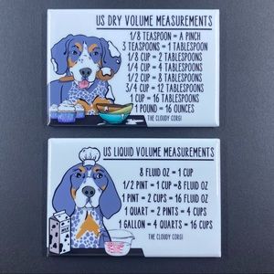 Blue tick Coonhound Dog Measuring Chart Magnet Set Cooking Baking Guide